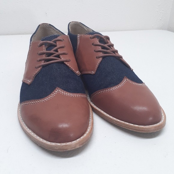 F-Troupe Womens Saddle Shoes Sz 39 Leather and Denim Brown Blue US Sz 8.5 - Picture 15 of 16